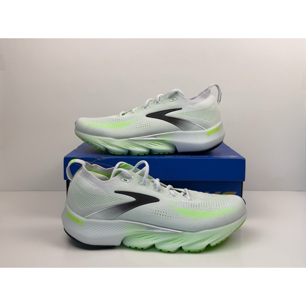 Brooks Glycerin Flex Running Shoes Men's Size 8 White/Green Gecko/Phantom